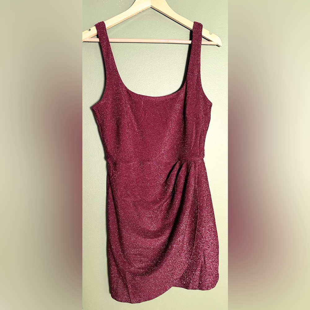 Stunning Red Glitter Mini Dress with Tulip Skirt (NWT)